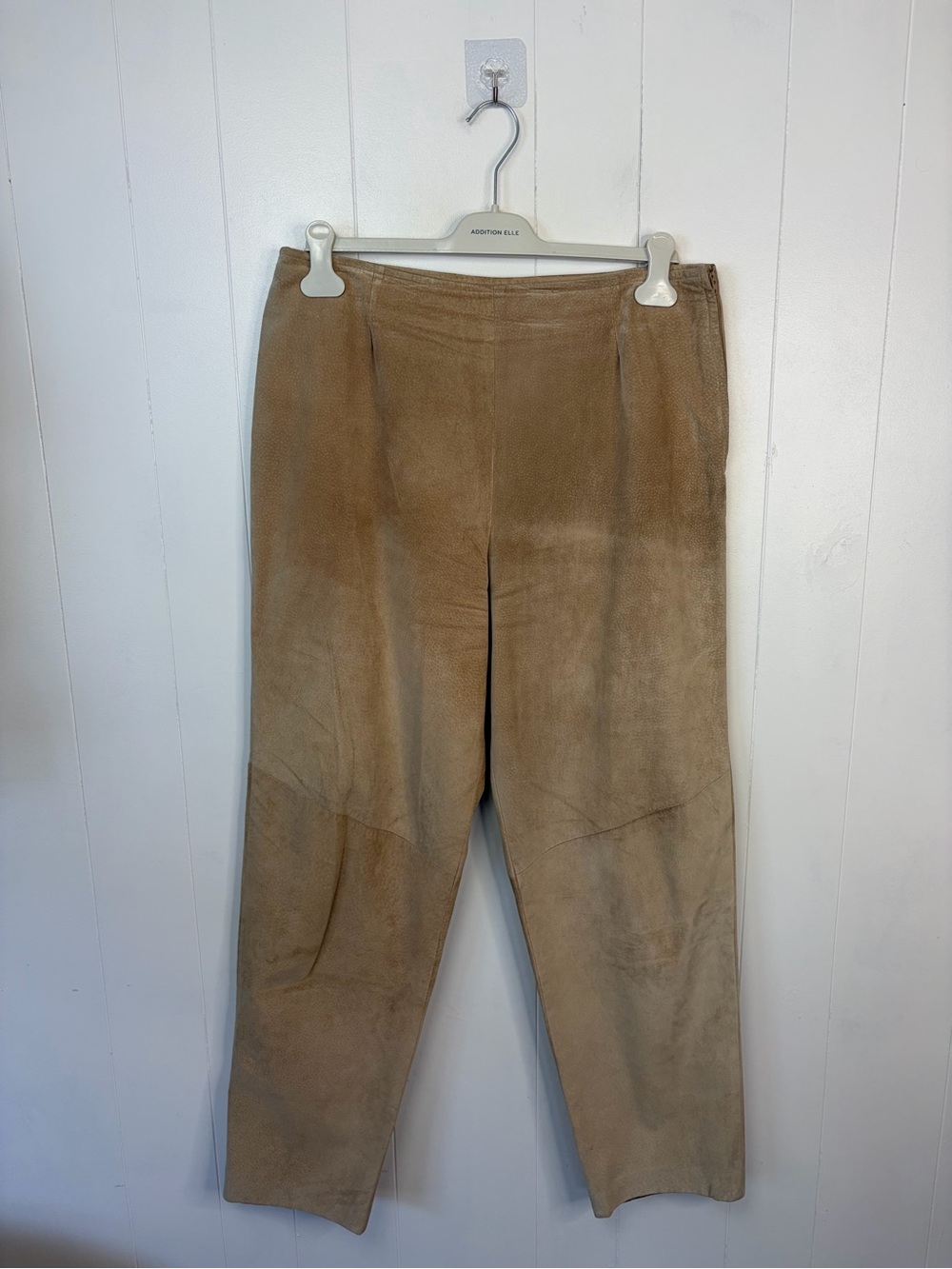 Vintage 90s Suede Leather Straight Leg High Waisted Rise Pants 1990s size 14